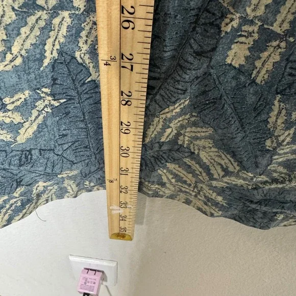 LL‎ Bean Mens XL Tall Short Sleeve Button Up Shirt Tropical Leaf Print Cotton - Picture 4 of 6